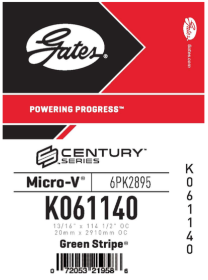 Gates Alternator Belt Size Chart